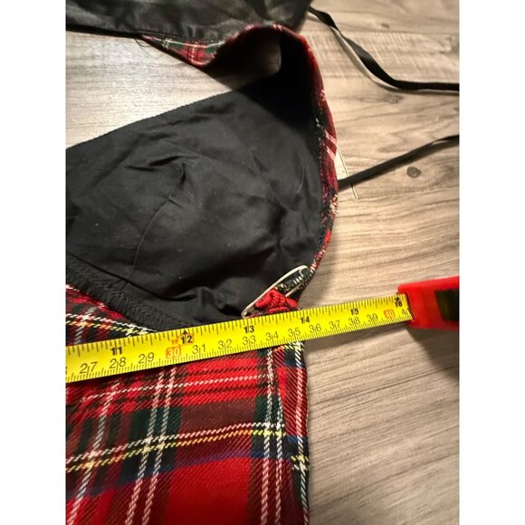Vtg Foreplay Red Plaid Skirt & Top Set  Black Lace Cross Accents M/L Punk grunge - Picture 5 of 13